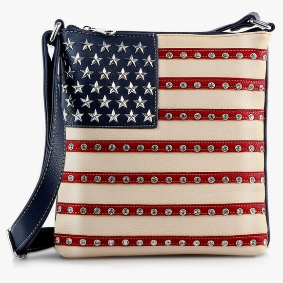 American Flag Rhinestone Crossbody Purse - Picture 2 of 5